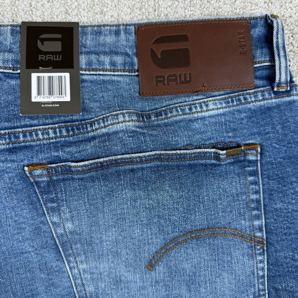 NWT G Star Raw Men's 40x34 3301 Slim Fit Button Fly Stretch Denim Blue Jeans - Picture 6 of 12